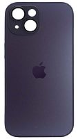 Силиконовый чехол для Apple iPhone 15 матовое стекло с линзами фиолетовый