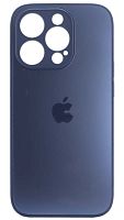 Силиконовый чехол для Apple iPhone 14 Pro матовое стекло темно-синий