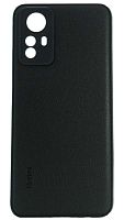 Силиконовый чехол для Xiaomi Redmi Note 12S кожа с лого чёрный