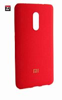 Силиконовый чехол для Xiaomi Redmi Note 4X бархатный с логотипом красный
