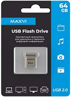 64GB флэш драйв Maxvi metallic серебро (FD64GBUSB20C10MM)