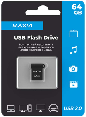 64GB флэш драйв Maxvi темно-серый (FD64GBUSB20C10MM)