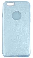 Силиконовый чехол для Apple iPhone 6/6S (4.7) блестящий с морозным узором голубой
