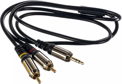 Кабель аудио Cablexpert CCAB-02-35M2RM-1MB 3.5 джек(M)/2х RCA (M) 1м чёрный